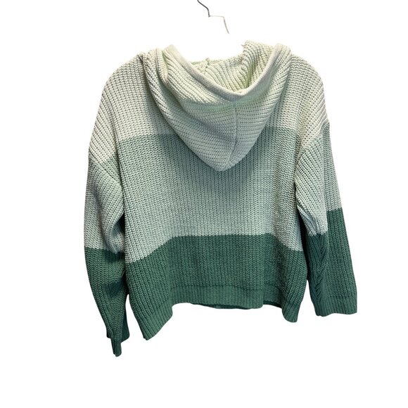 Bixby Nomad Womens Hooded Knit Sweater XL Green Gradient Stripes Lightweight & C - Picture 2 of 5